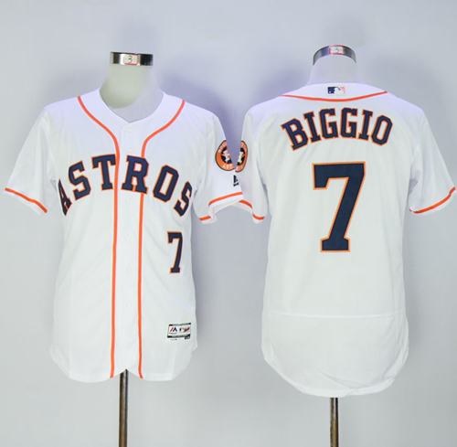 Astros #7 Craig Biggio White Flexbase Authentic Collection Stitched MLB Jersey - Click Image to Close